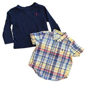 Ralph Lauren Baby Boy Top Bundle Size 18 months Navy Plaid